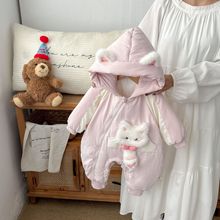 婴幼儿可爱连体衣女宝宝棉衣外套外出服加厚加绒保暖爬服儿童哈衣