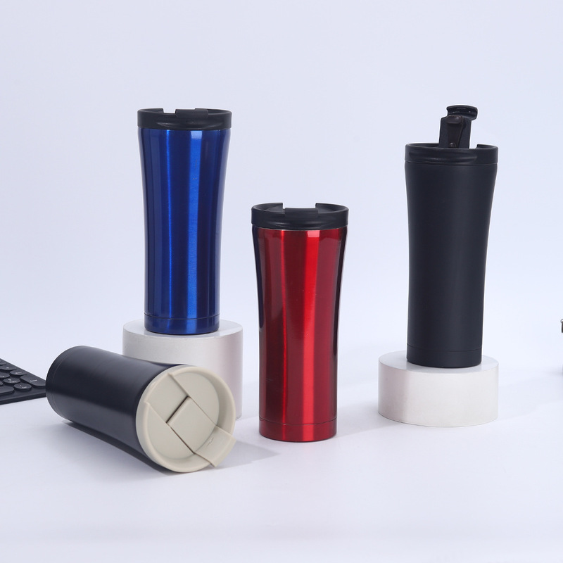 Ceramic Inner Liner Insulated Coffee Cup with Lid, Portable Car Water Cup, Reusable