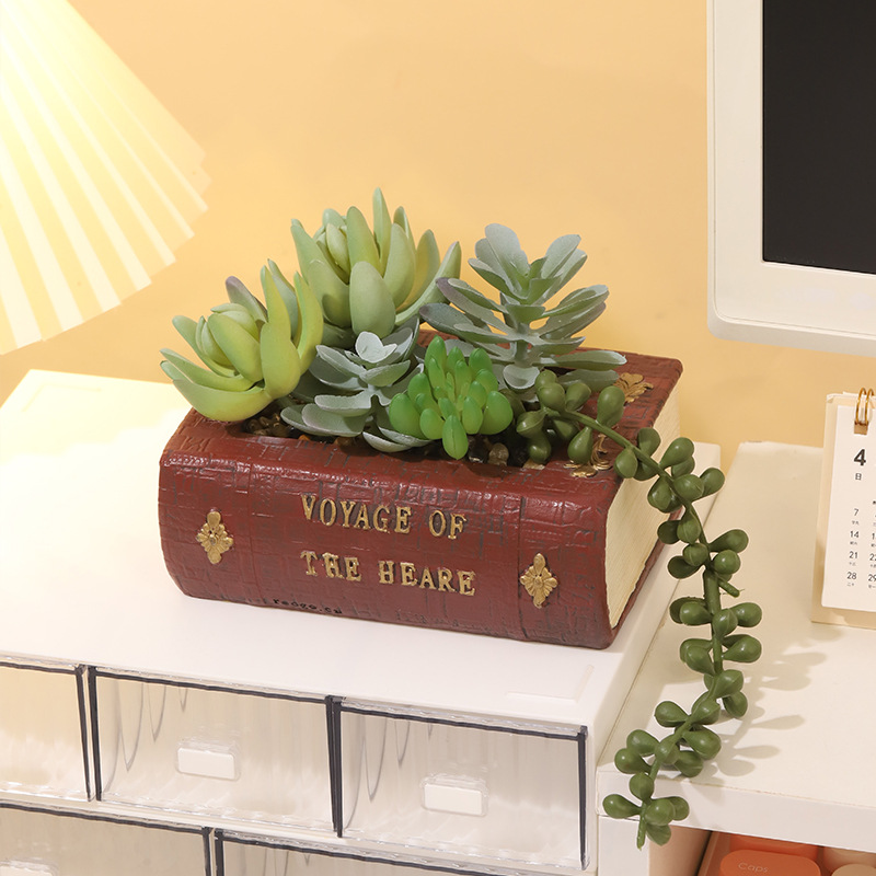 Chậu Cây Resin Chậu cây mini phong cách vintage, chậu cây mọng nước trang trí bàn, sân vườn và tiểu cảnh (RG-64)