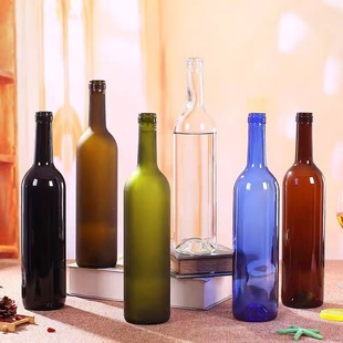 Dark green wine bottle red wine bottle empty bottle fruit wine self-brewing glass bottle 500750ml processable decoration