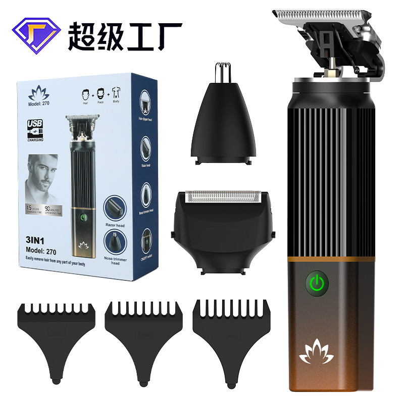 Men's Household Carving Hair Clipper Three-in-One Multifunctional Electric Shaver Razor Nose Hair Trimmer suit