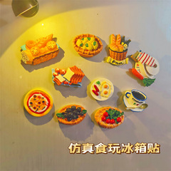 Xiaohongshu Creative Personality Simulation Food Toys Fridge Magnet Absorptive Stone 3D Cartoon Whiteboard Sticker Home Decor