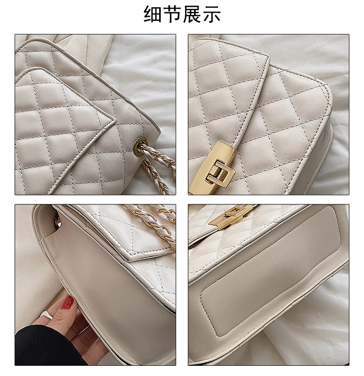 New Rhombus Embossed Braided Chain One-shoulder Small Square Bag 23*18*9cm display picture 27