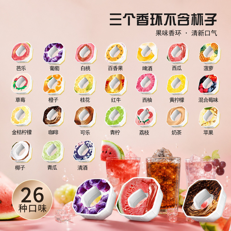Square universal fragrance ring fruit flavor fragrance ring smell smell change flavor play flavor ring cross-border hot selling factory direct sales Square universal fragrance ring fruit flavor fragrance ring smell smell change flavor play flavor ring cross-border hot selling factory direct sales