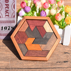 Cross-border wooden irregular block adult parent-child children's wooden toy hexagonal 3D puzzle Huarongdao puzzle
