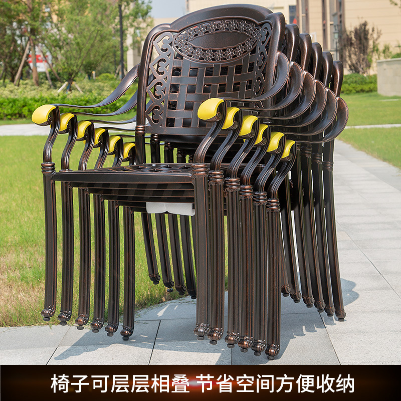 Mesa y silla de aluminio fundido al aire libre patio villa jardín balcón al aire libre hierro forjado ocio estilo europeo al aire libre combinación de mesa y silla impermeable