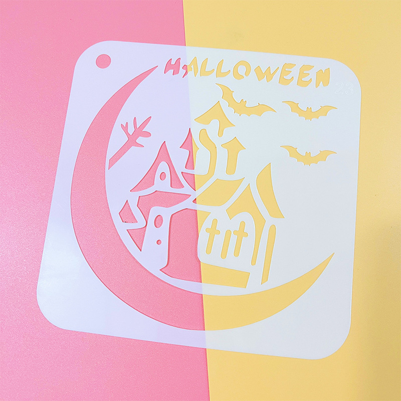 アマゾンハロウィーン手帳絵画テンプレート24種類落書き透かし彫りプラスチック画板児童diy絵画テンプレート|undefined