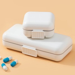 Portable mini pill box, silicone ring double seal medicine pill storage box, snap-type divided pill box