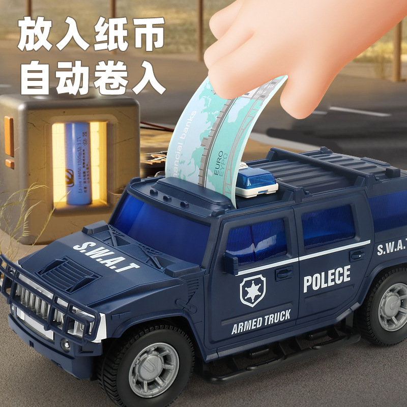 Eléctrico Universal Humvee off-road vehículo alcancía automático rollo de dinero caja de monedas con la música luz efectivo camión alcancía