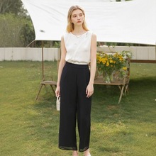 一手货源【佳人苑】品牌专柜撤柜！高腰垂感宽松阔腿休闲裤女25夏