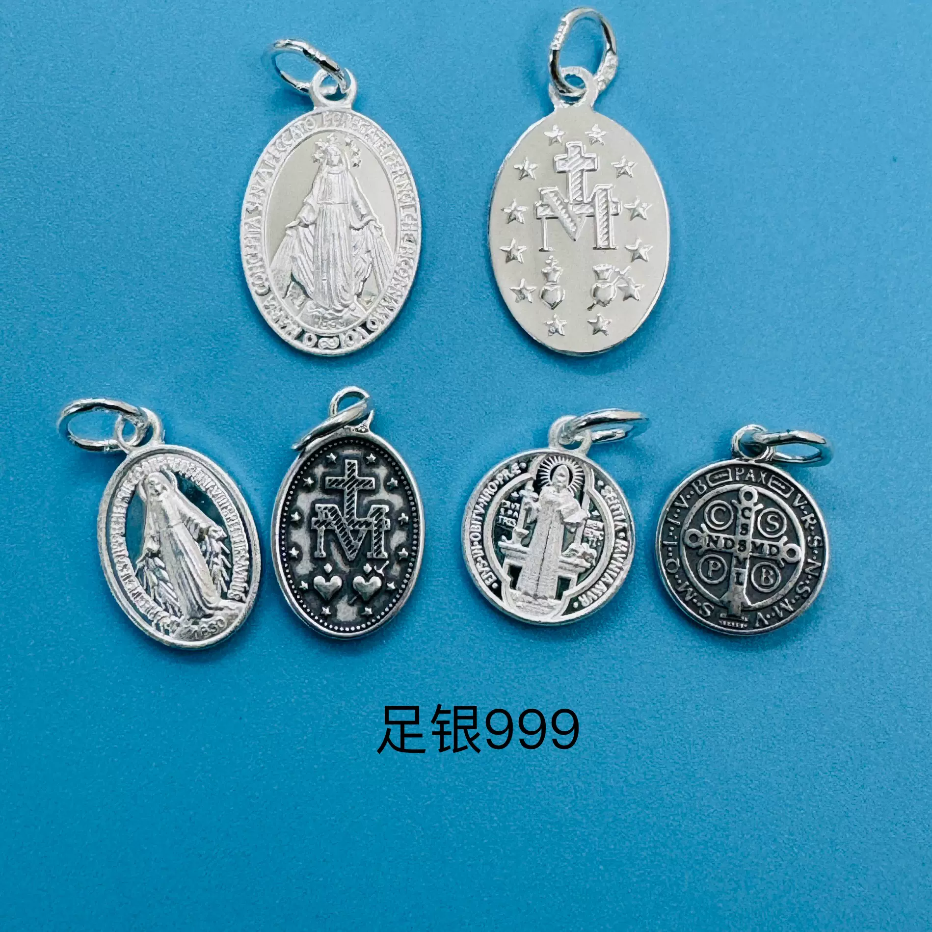 跨境银饰椭圆形吊牌本笃牌做旧泰银纯银吊坠
