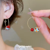 Круглые красочные серьги-подвески из смолы, свежие модные универсальные серьги-кольца, дизайнерские нишевые женские серьги
