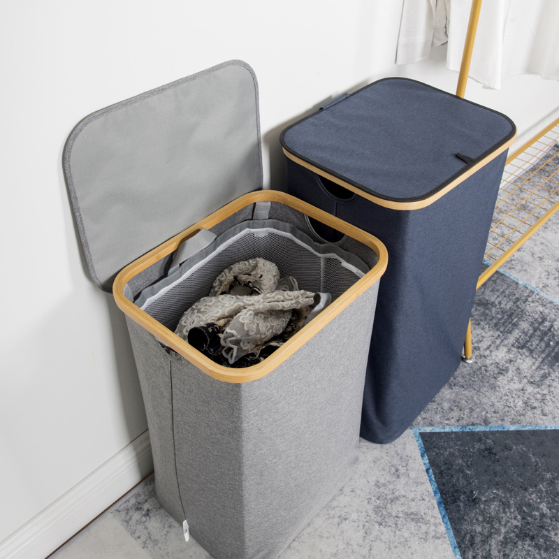 Cesta de lavandería con bolsillo neto cesta de almacenamiento de ropa sucia cesta de almacenamiento cesta de lavandería bolsa de almacenamiento plegable Amazon Venta caliente