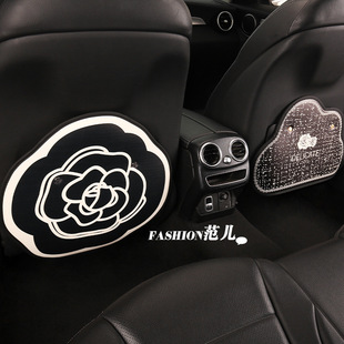 Camellia Rose Women's Chair Back Anti-Kick Pad Car Seat Back Anti-Fouling Pad Seat Back Pocket Hanging Type