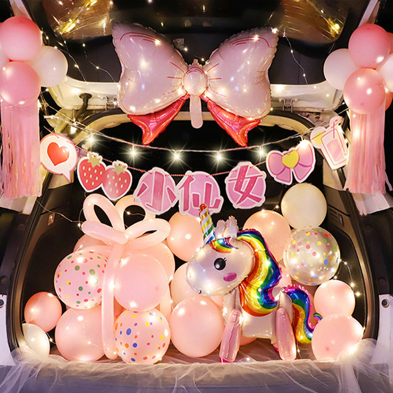 Car trunk surprise birthday daughter boy child car trunk proposal arrangement creative romantic scene decoration