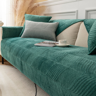 Cross-Border New Autumn and Winter Super Soft Solid Color Plush Sofa Cushion Thickeneded Warm Non-Slip Sofa Cover Sofa Cover
