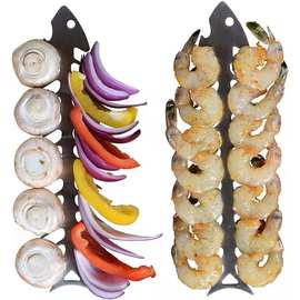 不锈钢烧烤签鱼骨烤串穿肉工具烧烤用具烧烤架烧烤网diy跨境新品