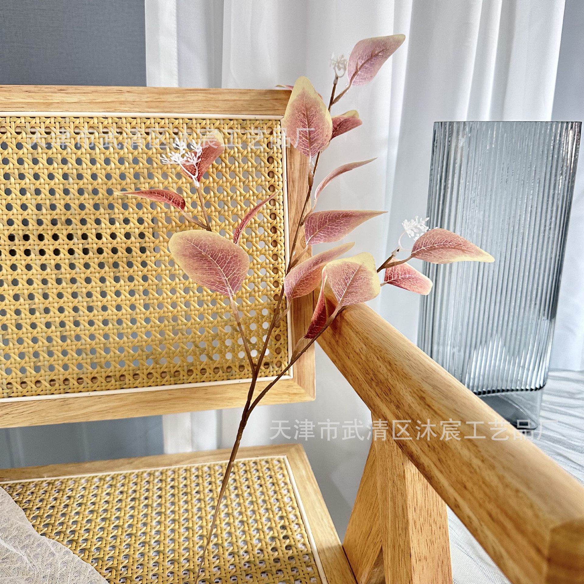 Pequeño tenedor hojas de eucalipto hoja de eucalipto vena celebridad de Internet hojas de eucalipto hoja de manzana Fondo decoración de la pared flor hoja flor artificial