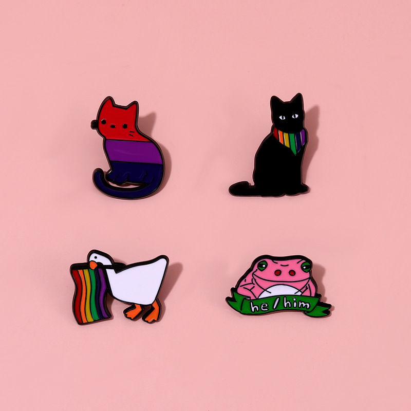 8g Weight Cartoon Style Pin Cat Frog Duck Alloy Enamel Plating Unisex Brooches