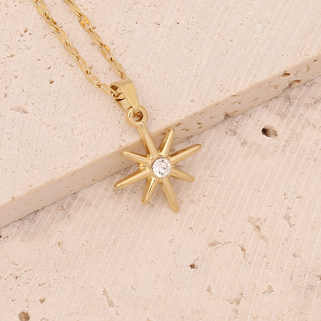 Fashion Cross Water Droplets Heart Shape Stainless Steel Inlay Artificial Gemstones Pendant Necklace