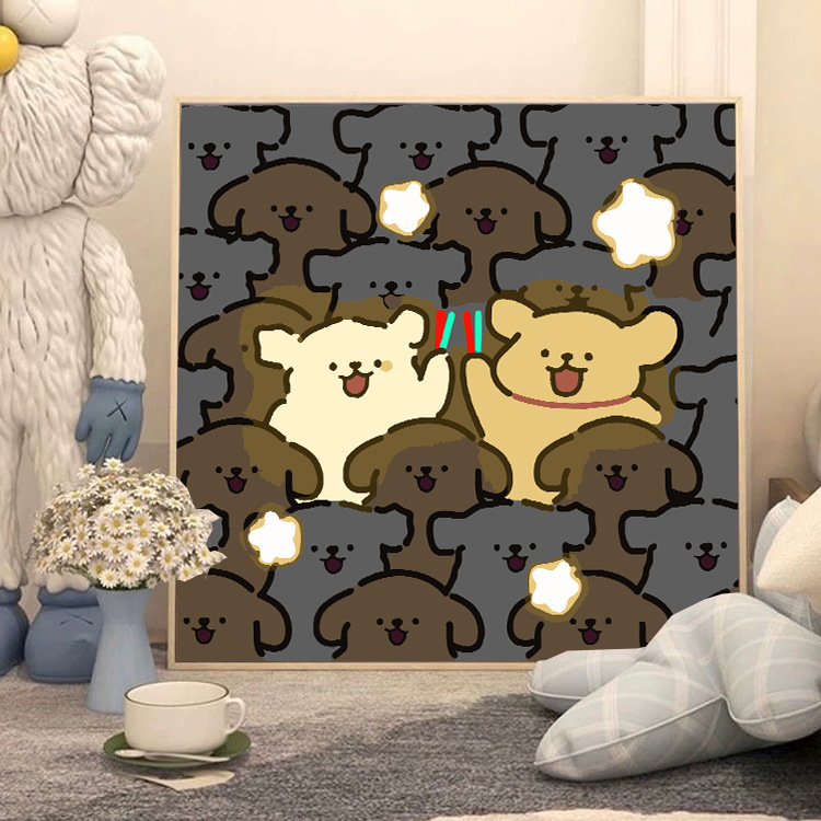 ライン子犬デジタル油絵 diy 手描き落書き漫画かわいい癒しの装飾メーカー卸売|undefined