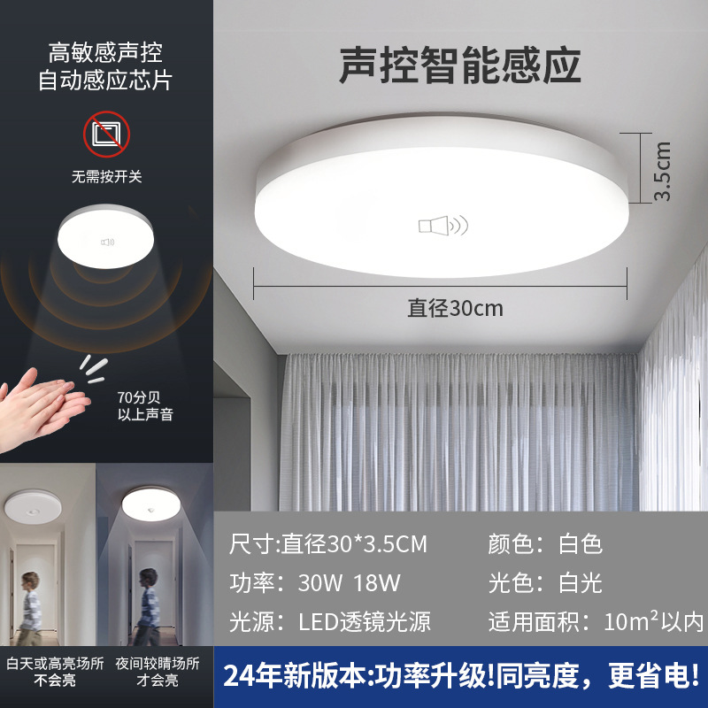 Luz de techo led redondo balcón pasillo luz Cuerpo Humano inducción sonido y control de luz Luz de Baño Luz de ingeniería pan
