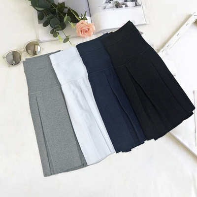春秋短款高腰百褶裙短裙JK制服 学院风女学生纯色A字裙显瘦半身裙|ms