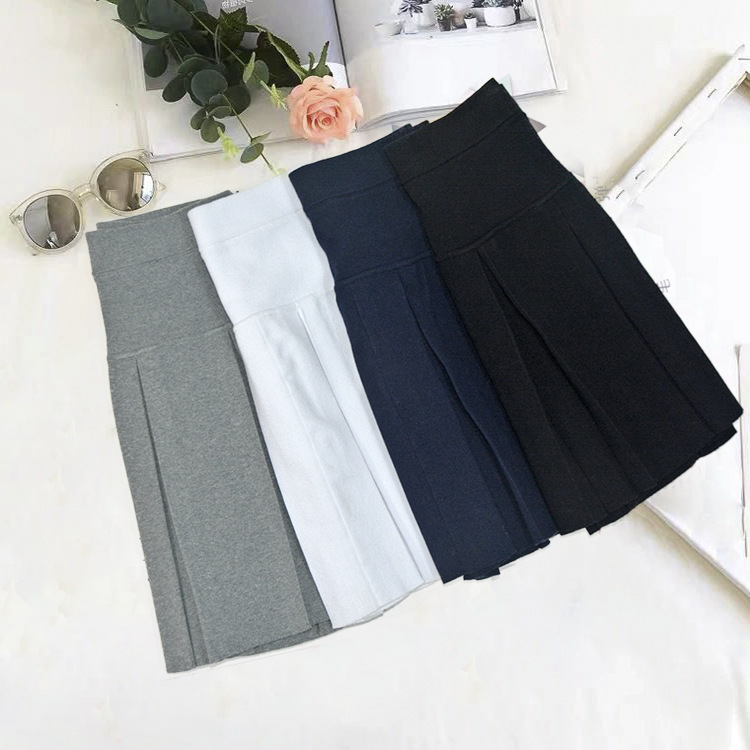 春秋短款高腰百褶裙短裙JK制服 学院风女学生纯色A字裙显瘦半身裙|ms
