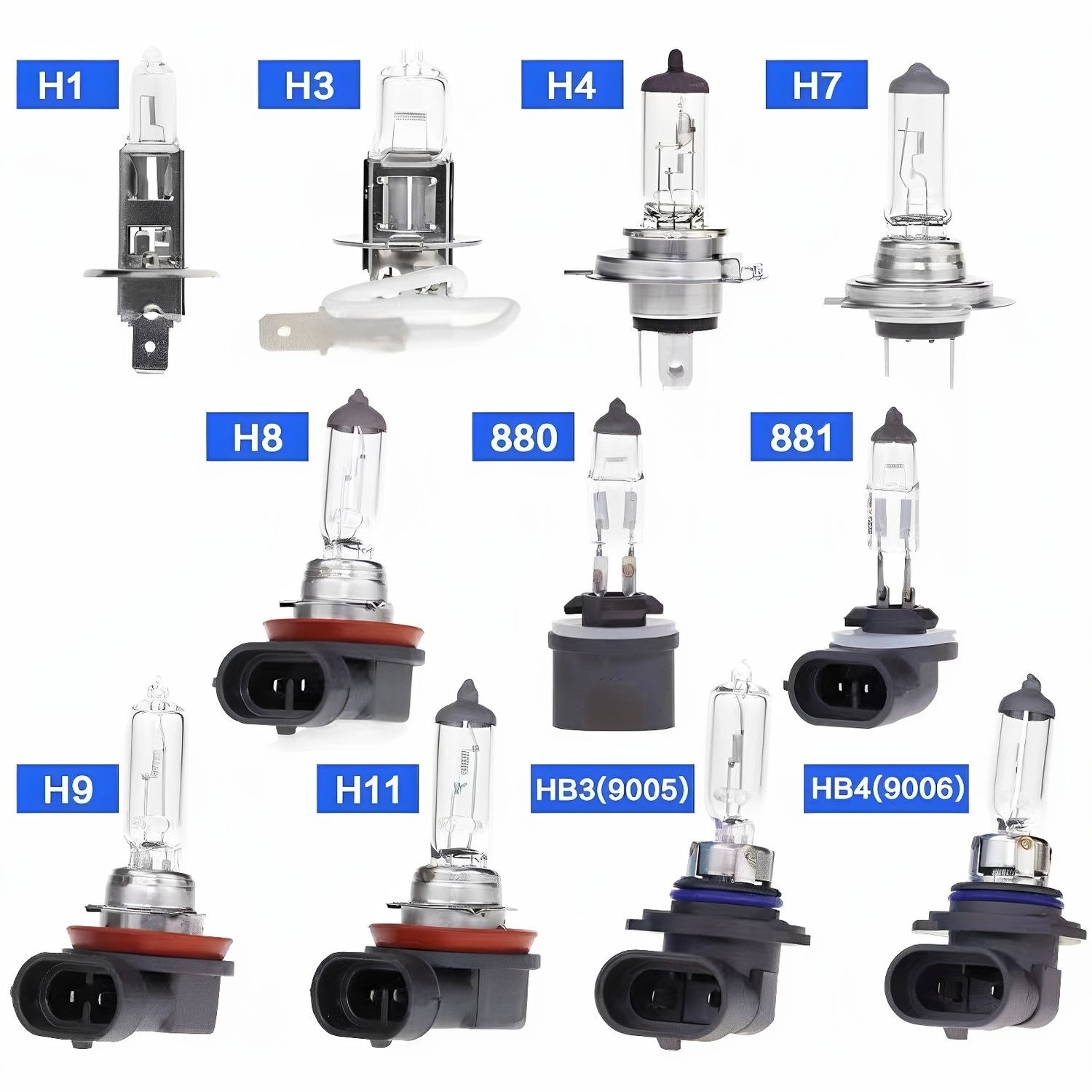 Halógeno de vidrio de cuarzo H7 luz alta y baja H4 lámpara de niebla H3 faro H1HB3 / HB4 12V 24V camión universal image 3