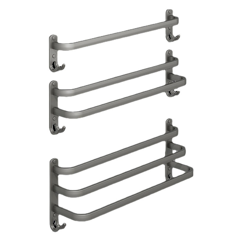 Gunmetal Gray Towel Rack, No-Drill Wall-Mounted Bathroom Towel Bar, Storage Rack for Washroom