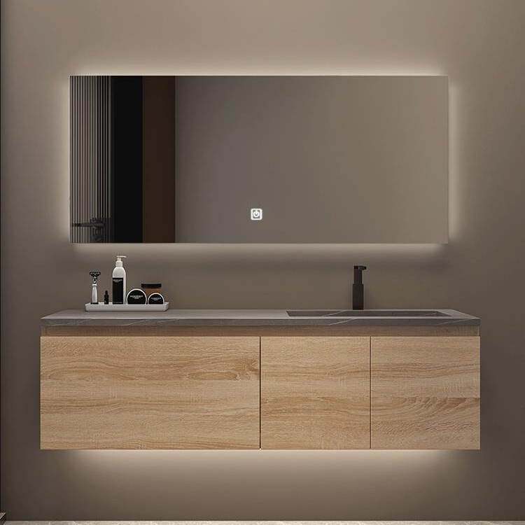 Designer Log Color Smart Bathroom Cabinet Combination Italian Style Minimalist Japanese Style Toilet Rock Board All-in-One Basin Washstand
