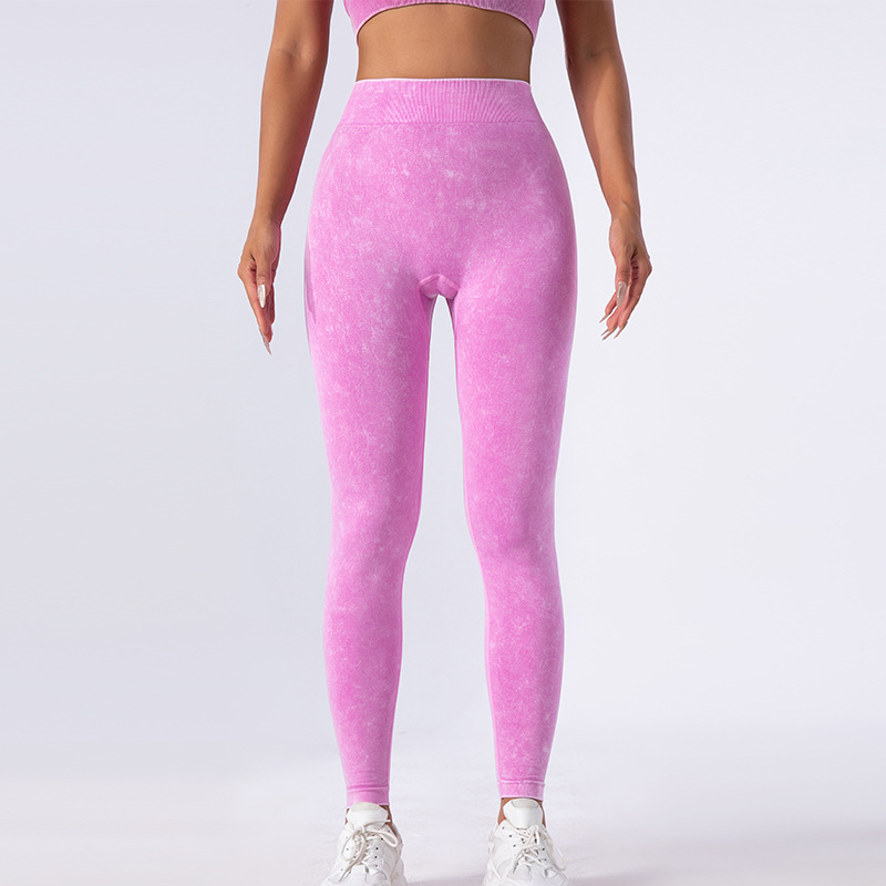 Nuevos pantalones de yoga TIKTOK lavado sin costuras en V cintura alta elástico ejercicio yoga fitness pantalones ajustados pantalones de yoga