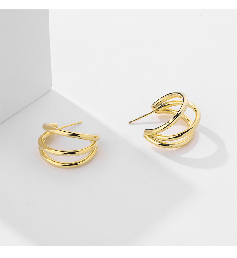 S925 sterling silver multi-layer hollow hoop earrings female wholesale