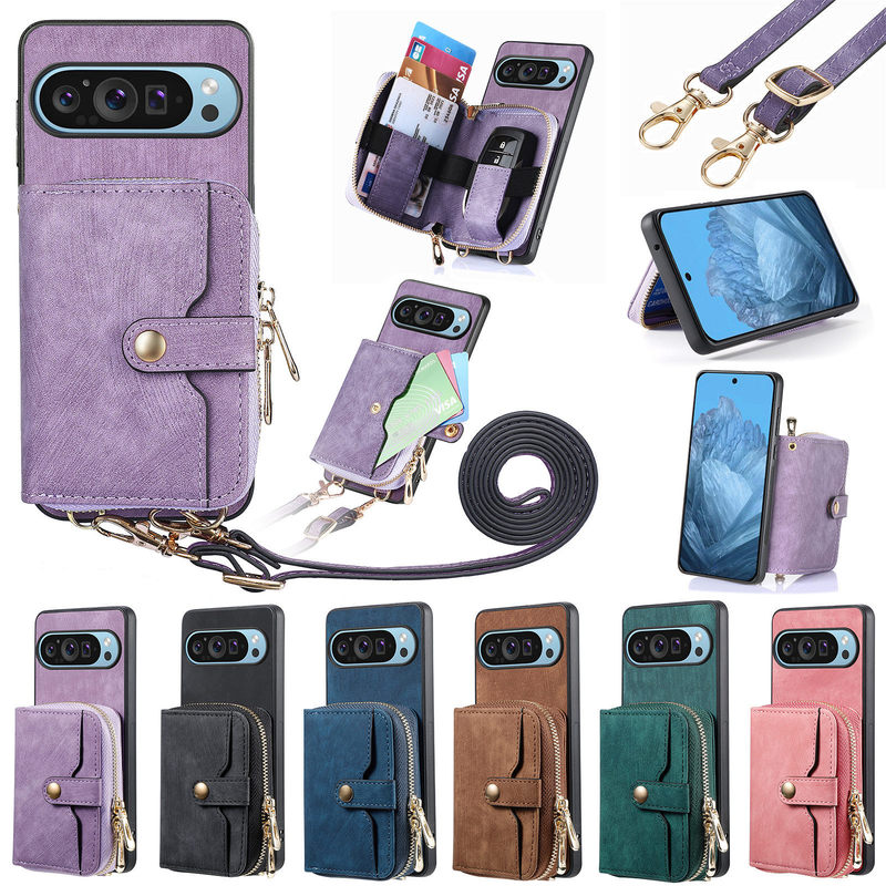 Suitable for iPhone 17 Pro Max Mobile Phone Case Diagonal Lanyard Multi-Function Card Holder Apple 16E Leather Case Suitable for iPhone 17 Pro Max Mobile Phone Case Diagonal Lanyard Multi-Function Card Holder Apple 16E Leather Case