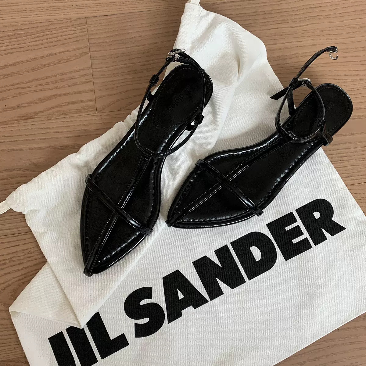 现货秒发！葡萄同款鞋气质坡跟尖头小众个性一字细带露趾搭扣凉鞋