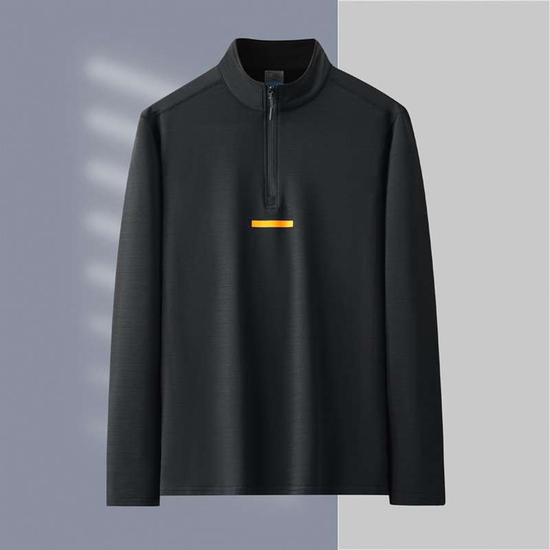Maglietta a maniche lunghe con colletto alto e asciugatura rapida da uomo alla moda, felpa con cappuccio autunnale, allenamento elasticizzato, corsa sportiva, mezza_voghion.com