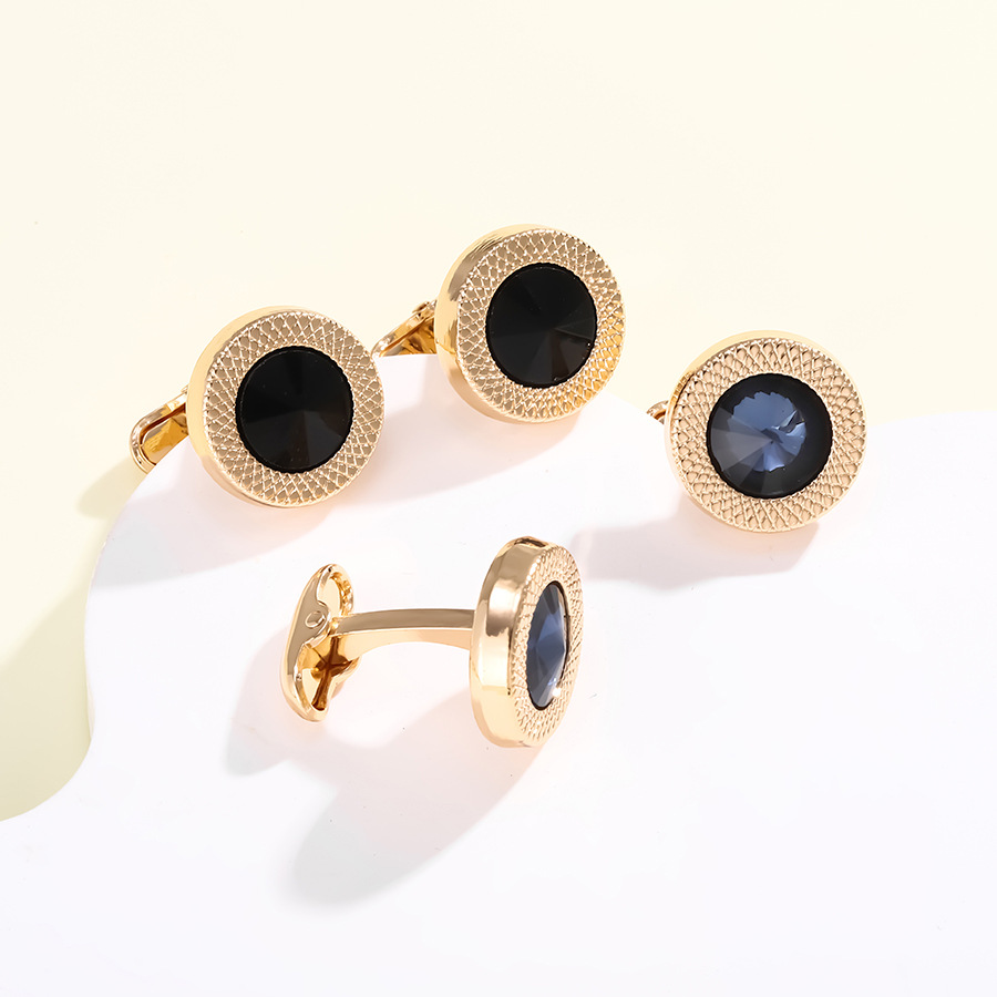 Neue runde diamant kristall manschettenknöpfe mode Französisch business hemd_voghion.com