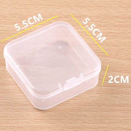 Caja de plástico transparente pequeña caja cuadrada transparente larga tapones caja joyería Mini caja de almacenamiento se puede establecer lLOGO