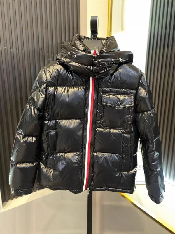 Cross-Border Popular Mengjia Rainbow Stripe Three-Color Webbing 2025 Winter down Jacket for Men and Women with Hooded Bread Jacket