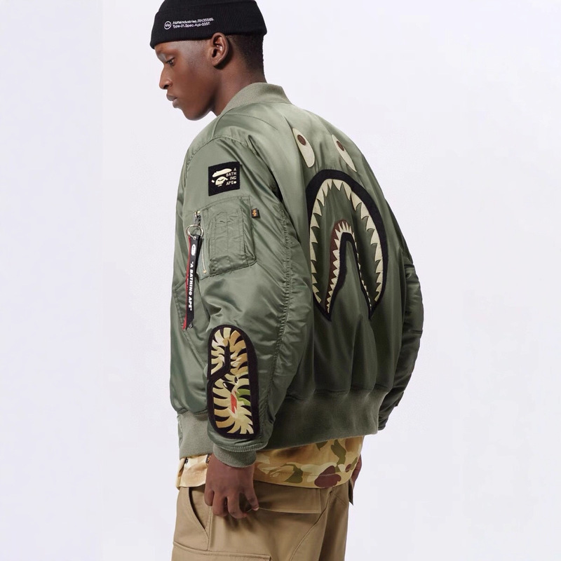 High-Quality Cross-Border E-Commerce Bape Shark Reversible Jacket Windproof and Waterproof Three-Proof Cotton Jacket for Men and Women Couples