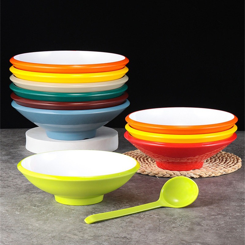 Two-color melamine noodle bowl imitation porcelain plastic…