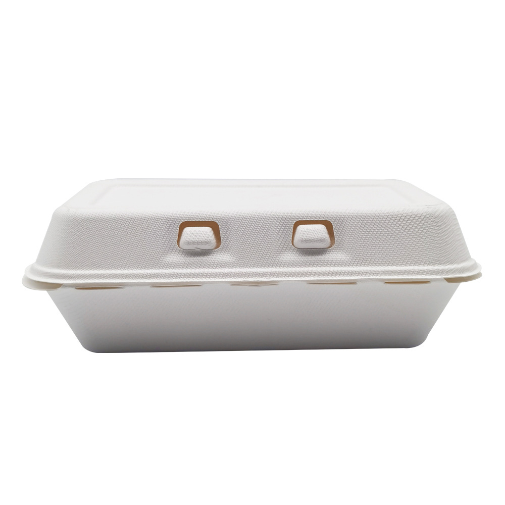 Caja de bloqueo de pulpa de caña de azúcar verde fábrica al por mayor protección ambiental vajilla desechable cartón de pulpa compostable degradable