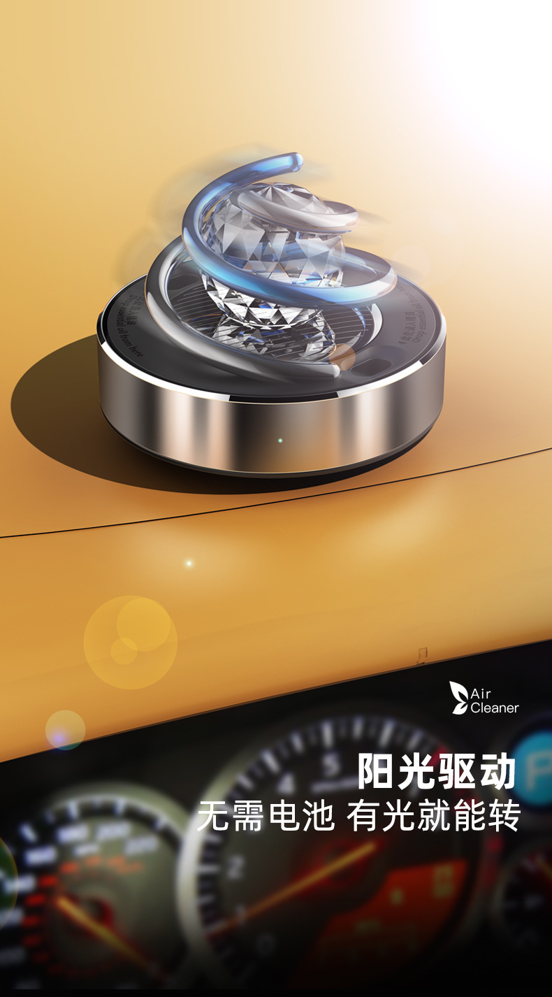 2026 New Model Car Fragrance Solar-Powered Rotating Aroma Diffuser Car Fragrance Tablet Seat-Mounted Decoration Perfume