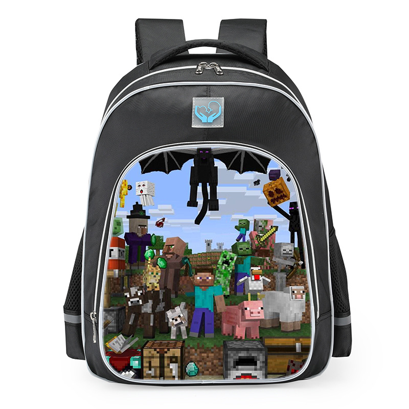 我的世界双肩书包 Minecraft小学生幼儿园多功能时尚双肩背包批发