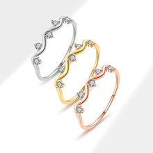 欧美新款波浪纹小戒指简约时尚网红尾戒小指镶锆石指环工厂直销