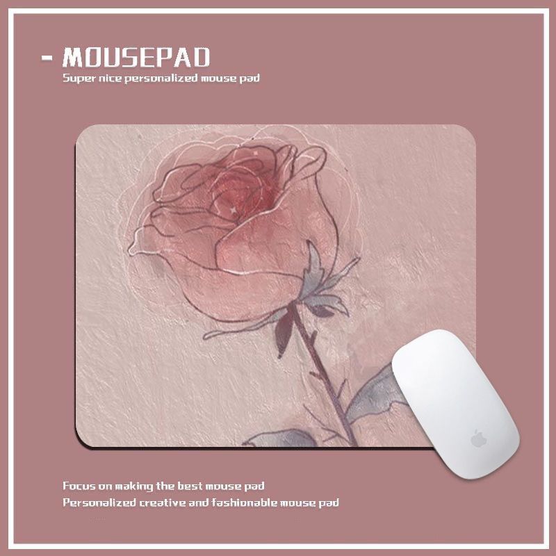 Creative Rose Small Mouse Pad Flower Mouse Pad Female Small Beautiful Office Soft Pad Portable Small Fresh Soft Pad