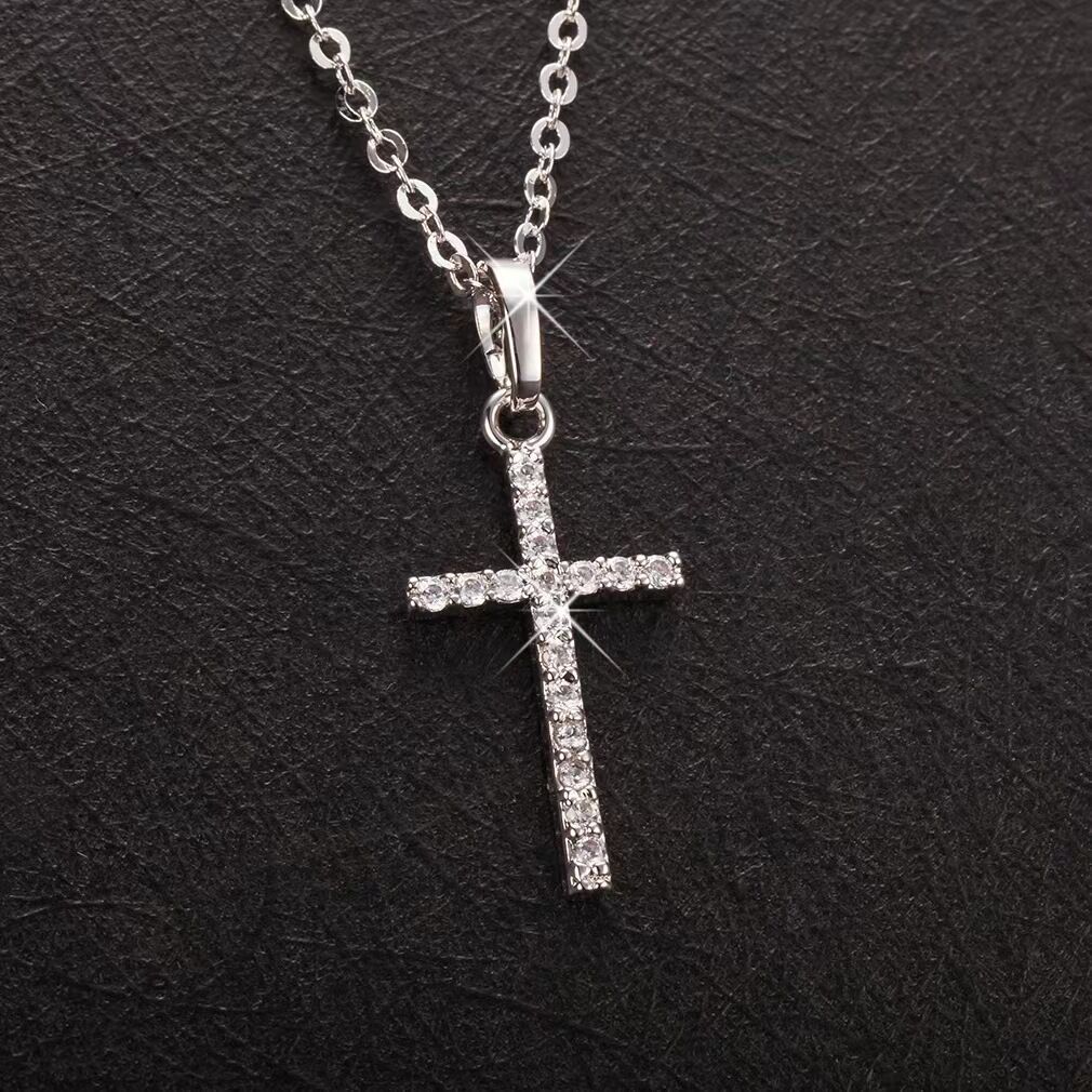 Casual Simple Style Cross Alloy Inlay Zircon Unisex Pendant Necklace display picture 3