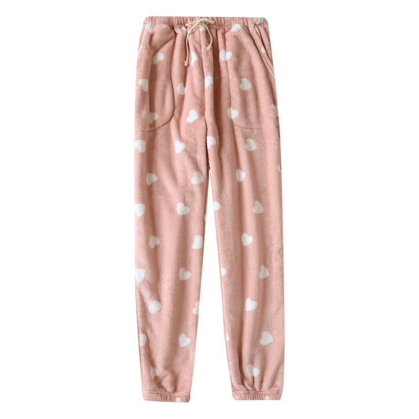 Зимние фланелевые свободные женские пижамные брюки, мягкая легкая Домашняя одежда, Пижамные Брюки с карманами на манжете, теплые брюки