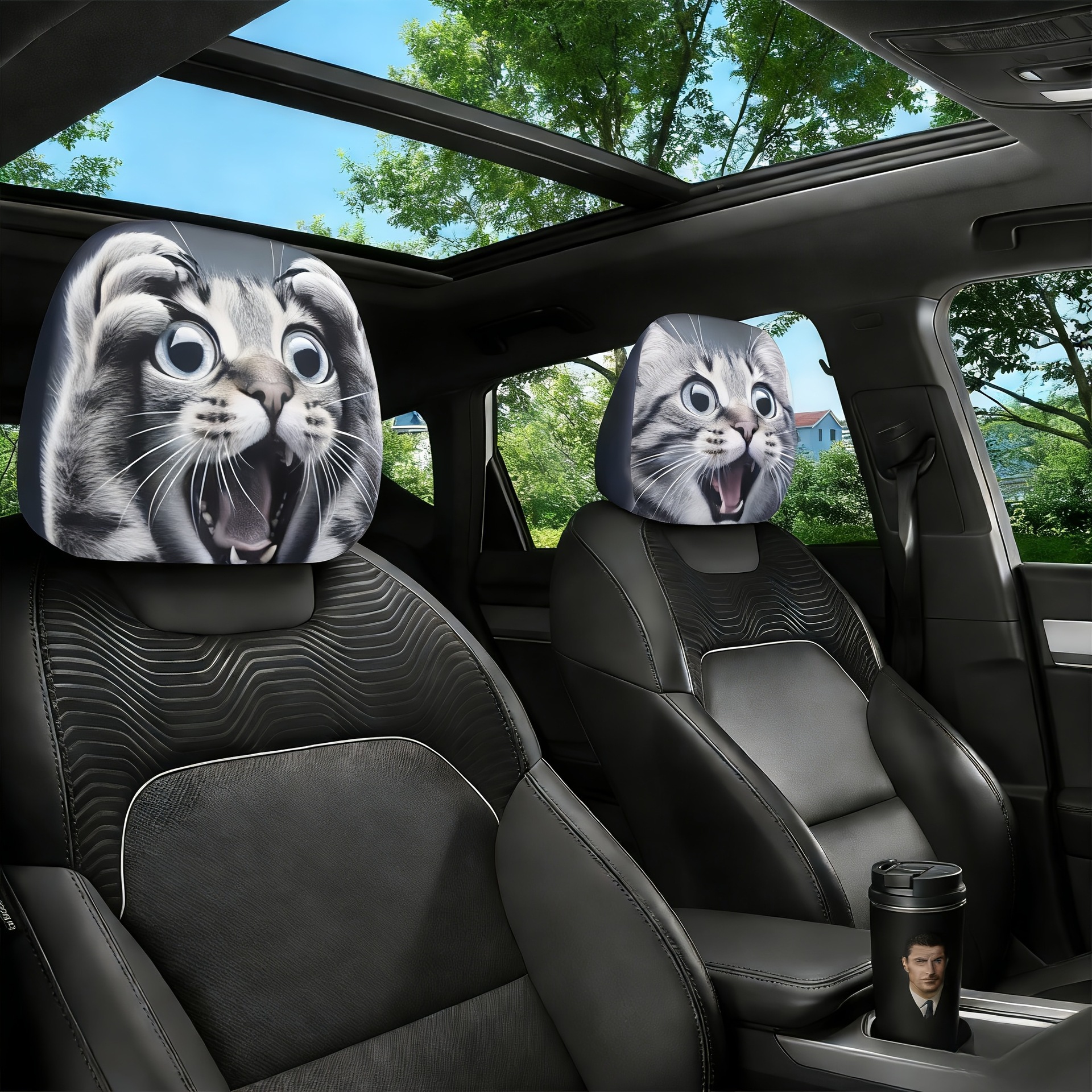 Cross-border Amazon best-selling universal pullover printed car headrest cover, TEMU can be labeled and shipped on behalf of customers, car seat cover