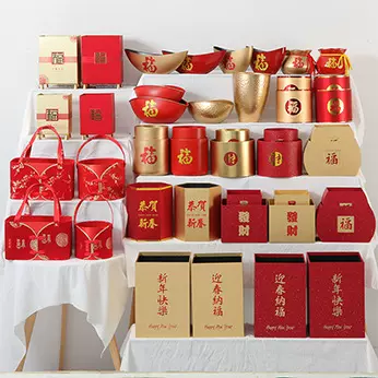 新年快乐小福桶摆件批发仿真绒布桶材料包年宵花抱抱桶喜庆福桶